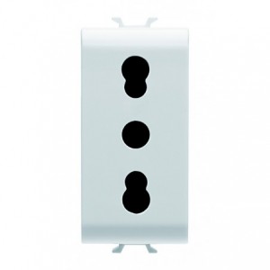 Chorus 1M 2P+E Italian 16A 250V Dual Socket White