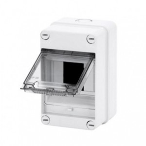 GREY SURFACE DB 1x4M CLEAR DOOR IP55