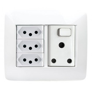 Complete 4X4 Socket Outlet 2P+E 16A Old +new White