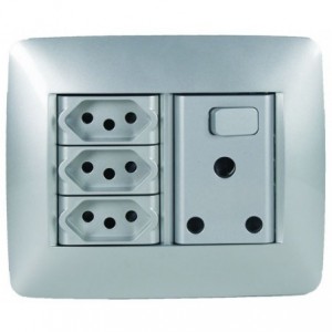 Complete 4X4 Socket Outlet 2P+E 16A Old +new Titanium