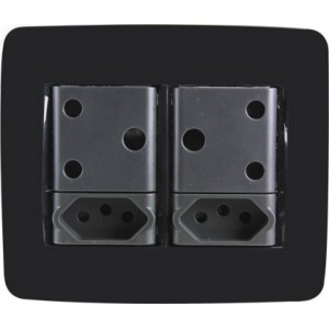 Black 4X4 Socket Outlet 2X 16A Sa +2X N-TYPE 16A Sa