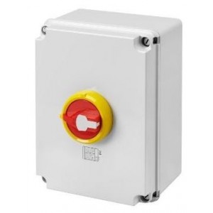 3P 100A Metal Box RED/YEL Kn. Surface Isolator