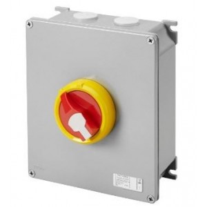 3P 63A Metal Box RED/YEL Kn. Surface Isolator