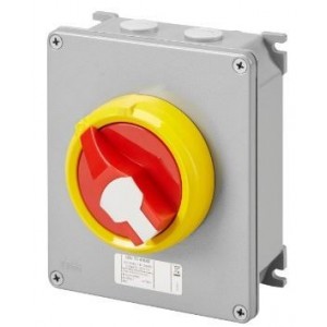 3P 40A Metal Box RED/YEL Kn. Surface Isolator