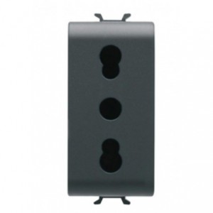 Chorus 1M 2P+E Italian 16A 250V Dual Socket Black