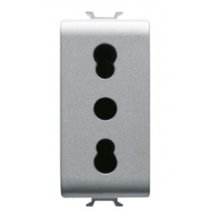 Chorus 1M 2P+E Italian 16A 250V Dual Socket Titanium
