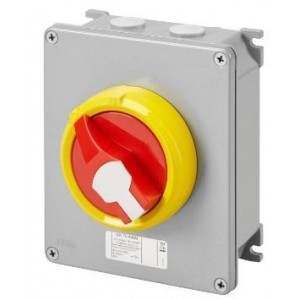 4P 32A Metal Box RED/YEL Kn. Surface Isolator
