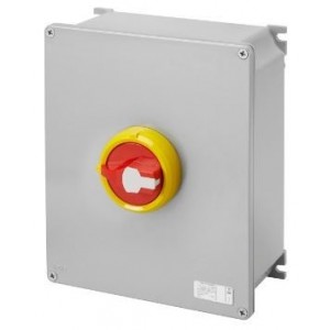 4P 100A Metal Box RED/YEL Kn. Surface Isolator