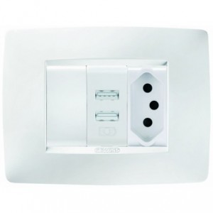 1 New Sa Sw Socket + USB 2-1A Kit Chorus Lux White