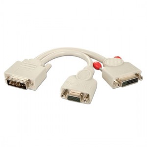 Lindy CAB-DVIM-DVIF&VGAF DVI-I Male to DVI-D Female + VGA Female Splitter Cable