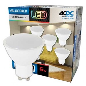 230VAC 6W GU10 Cool White Down Light /5 PACK