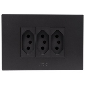 3X N-TYPE 16A Socket Outlet 2X4 Black Orion PRE-ASS.