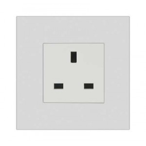 1X 13A Britsh Socket Outlet 3X3 White Orion PRE-ASS.