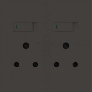 2X 16A Switched Socket 4X4 Mono Block Slate Orion