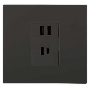 2X 2.1A USB Charger Socket Outlet 4X4 Black Orion PRE-ASS.