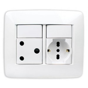 Complete 4X4 Sw Schuko Plug And Sw Rsa 3 Pin Plug White