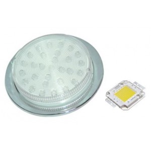 Yellow 230V S/STEEL LED Lamp 78.5MM Dia.
