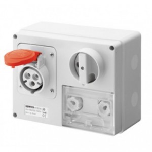 16A 2P+E 380V Hor.int.+fuse Holder IP44