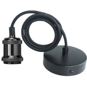 E27 Vintage Black Ceiling Rose Kit