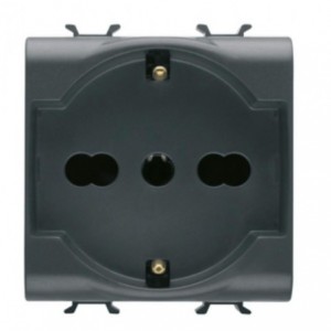 Chorus 2M 2P+E ITALIAN/GERMAN 16A 250V Dual Socket Black