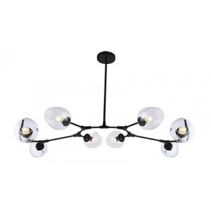 Elegant 8 X 40W E27 Black Adj. Arm Pendant