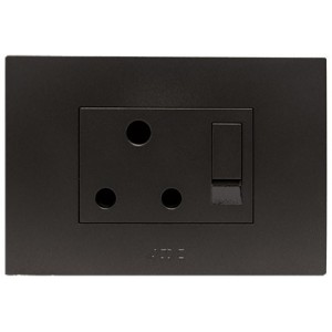 16A Switched Socket Outlet 2X4 Black Orion PRE-ASS.