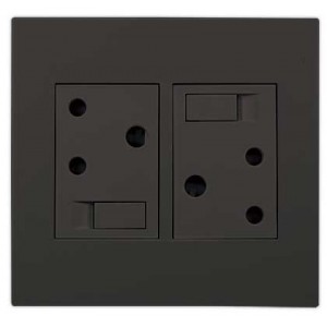 2X 16A Switched Socket Outlet 4X4 Black Orion PRE-ASS.