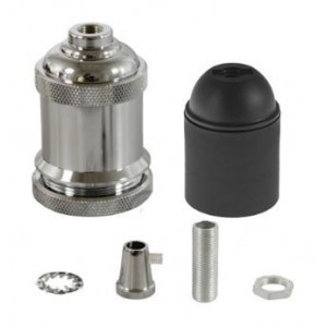 E27 Vintage Chrome Metal Lamp Holder Kit For Pendants