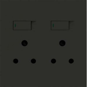 2X 16A Switched Socket 4X4 Mono Block Black Orion