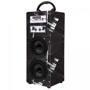 Volkano VK-3009-BK Carnival Series Black Wrapped AUX Tower Speaker Twin Conservative Wrap