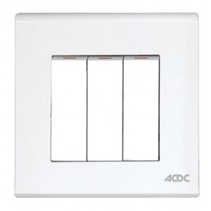 3 Lever 1 Way Switch 10A White For 3X3 Box