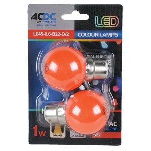 230VAC 1W Orange B22 Lamp Ball Type /2