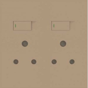 2X 16A Switched Socket 4X4 Mono Block Champagne Orion