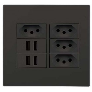 4X N-TYPE 16A Sa 2X 2.1A USB 4X4 Black Orion PRE-ASS.