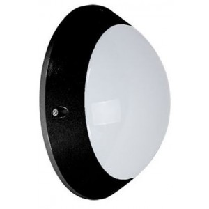 Black Aluminium Bulkhead 2XE27 60W IP54 Dia. 280MM