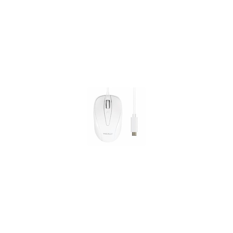 Macally UCTURBO USB-C Wired Optical Mouse - White
