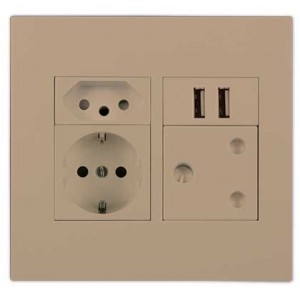 1X 16A Sa 1X N-TYPE 1X Shucko +1X USB 4X4 Champagne Orion