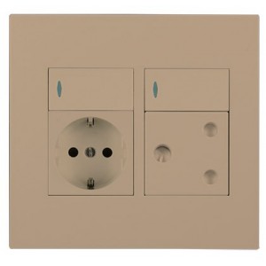 1X Schuko 1X 16A Switched Outlet 4X4 Champagne Orion PRE-ASS