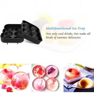 Gin Tribe  J8_36 - 6 Giant Ball Boulders for Gin Ice Ball Tray - Black