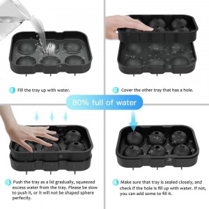 Gin Tribe  J8_36 - 6 Giant Ball Boulders for Gin Ice Ball Tray - Black