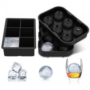 Gin Tribe  J8_36 - 6 Giant Ball Boulders for Gin Ice Ball Tray - Black