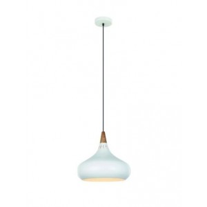 230VAC 60W 1XE27 Pendant WHITE/WOOD 360MM Dia.