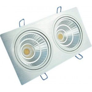 2X20W Cool White Sq Alum LED Downlight 100-240VAC 310X160MM