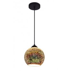230VAC 40W 1XE27 Pendant 3D GLASS/CHROME 200MM Dia.