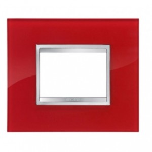 Chorus Flat Plate 3-GANG Trendy Red Glass