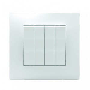4 Lever 2 Way Switch 10A White For 3X3 Box