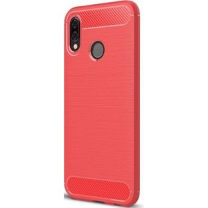 Tuff-Luv J13_59 Brushed Texture Carbon Fibre Effect Shockproof TPU for Huawei P20 Lite - Red
