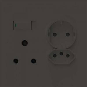 1X 16A Switched 1X N-TYPE 1X Schuko 4X4 Mono Block Slate Ori