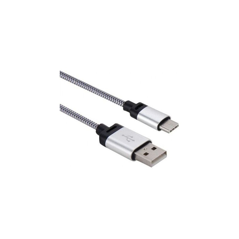 Tuff-Luv J9_31 USB 3.1 Type-C to USB 2.0 Woven Data and Charge Cable - Silver