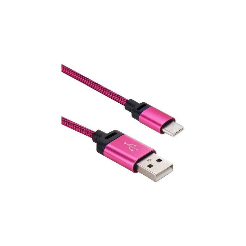 Tuff-Luv J9_32 USB 3.1 Type-C to USB 2.0 Woven Data and Charge Cable - Pink